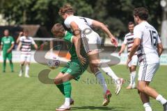 Bezirksliga - Saison 2024/25 - Freundschaftsspiel - FC Gerolfing - SV Kasing - Julien Bajer (Nr.14 - FC Gerolfing) - Bernd Noll (Nr.3 - SV Kasing) - Foto: Meyer Jürgen