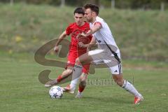 Kreisliga - Saison 2025/26- SV Zuchering - FC Mindelstetten - Leander Friedl rot Zuchering - Christoph Riegler weiß Mindelstetten  - Foto: Meyer Jürgen