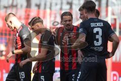 3. Liga - Saison 2024/25 - FC Ingolstadt 04 - SV Wehen Wiesbaden - Der 2:1 Führungstreffer - jubel - Benjamin Kanuric (Nr.8 - FCI) -- Pascal Testroet (Nr.37 - FCI) - Foto: Meyer Jürgen