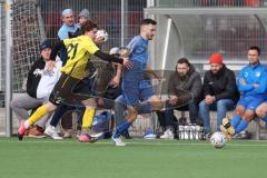 2024_2_17 - Saison 2023/24 - AUDI-Schanzer Amateur Cup - SV Hundszell - FC Hitzhofen/Oberzell  - Halbfinale 1 - Niclas Filser gelb Hitzhofen - Manuel Wittmann blau Hundszell - Foto: Meyer Jürgen