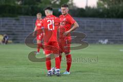 Bayernliga Süd - Saison 2022/2023 - FC Ingolstadt 04 - SV Erlbach - Senger Michael (Nr.21 - Fc Ingolstadt 04 II) - Götzendorfer Mario (Nr.23 - Fc Ingolstadt 04 II) beim Freistoss - Foto: Meyer Jürgen