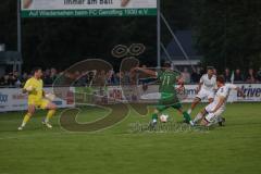 Kreisliga - Saison 2023/24 - Relegation zur BZL - FC Gerolfing - SV Aschau - Leo Zängler grün Gerolfing mit einer vergebenen Torchance - Maximilian Hopf Torwart Aschau - Maximilian Wintersteiger weiss Aschau - Foto: Meyer Jürgen