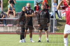 Toto-Pokal - VfB Forstinning - FC Ingolstadt 04; vor dem Spiel Cheftrainerin Sabrina Wittmann (FCI) NLZ Nico Antonitsch (FCI) Co-Trainer Fabian Reichler (FCI)