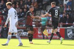 3.Liga - Saison 2023/2024 - SC Verl - FC Ingolstadt 04 - Benjamin Kanuric (Nr.8 - FCI) - mit dem 1:2 Anschlusstreffer - jubel - Felix Keidel (Nr.43 - FCI) -  - Foto: Meyer Jürgen
