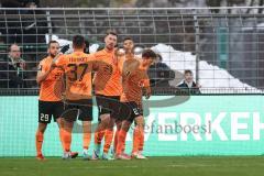 3. Liga; VfB Lübeck - FC Ingolstadt 04; Tor Jubel Treffer 0:3 David Kopacz (29, FCI) mit Marcel Costly (22, FCI) Pascal Testroet (37, FCI) Jannik Mause (7, FCI) Moritz Seiffert (23, FCI)