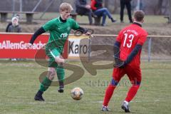 Testspiel - SV Manching - TSV Pöttmes - Rainer Meisinger (#19 Manching) - Mathias Heckel rot Pöttmes - Foto: Jürgen Meyer