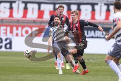 3. Liga; FC Ingolstadt 04 - SV Sandhausen; Zweikampf Kampf um den Ball Max Plath (14 FCI) Schikora Marco (21 SVS) Sebastian Grönning (11, FCI)