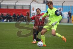 3.Liga - Saison 2022/2023 - TSV 1860 München - FC Ingolstadt 04 - Justin Butler (Nr.31 - FCI) - Torwart Marco Hiller (Nr.1 - 1860 München) - Foto: Meyer Jürgen