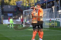 3.Liga - Saison 2023/2024 - SC Freiburg II - FC Ingolstadt 04 - Benjamin Kanuric (Nr.8 - FCI) - Der 4:0 Führungstreffer durch Benjamin Kanuric (Nr.8 - FCI) -jubel - David Kopacz (Nr.29 - FCI) - Foto: Meyer Jürgen