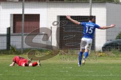 Kreisklasse - Saison 2025/26- TSV Großmehring - SV Oberstimm-  - Der 1:0 Führungstreffer durch Sebastian Eisenberger blau Großmehring - Alexander Kuwatow TW Oberstimm  - jubel -  - Foto: Meyer Jürgen