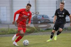 Bayernliga Süd - Saison 2022/2023 - FC Ingolstadt 04 - SV Erlbach - Arian Llugiqi rot FCI - Maximilian Manghofer schwarz Erlbach - Foto: Meyer Jürgen