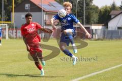 Bayernliga Nord - Saison 2023/2024 - FC Ingolstadt 04 - Würzburger FV 04 - Udogu David rot FCI - Obrusnik Paul blau Würzburg - Foto: Meyer Jürgen