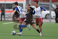 2. Bundesliga Frauen - Saison 2023/24 - FC Ingolstadt 04 Frauen - HSV Fr.1 - Paula Vidovic (Nr.11 - FCI) - Baum Lisa rechts HSV - Kerschstein Merle links HSV - Foto: Meyer Jürgen