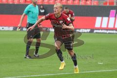 3.Liga - Saison 2022/2023 - FC Ingolstadt 04 -  - SV Waldhof-Mannheim - Tobias Bech (Nr.11 - FCI) beim Freistoss zum 1:0 Führungstreffer -  Jubel -  - Foto: Meyer Jürgen