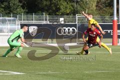 Freundschaftsspiel - Saison 2022/2023 - FC Ingolstadt 04 -  SpVgg Bayreuth - Torwart Sebastian  Kolbe (Nr.31 - SpVgg Bayreuth) - Patrick Schmidt (Nr.9 - FCI) - Felix Weber (Nr.24 - SpVgg Bayreuth) - Foto: Meyer Jürgen