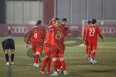 Bayernliga Süd - Saison 2022/2023 - FC Ingolstadt 04 II -  Türkspor Augsburg - Der 1:0 Führungstreffer durch Gashi Egson (Nr.9 - Fc Ingolstadt 04 II) - jubel - Senger Michael (Nr.21 - Fc Ingolstadt 04 II) - Karaogul Ishak (Nr.10 - Fc Ingolstadt 04 II) - F