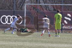 U17 DFB-Nachwuchsliga - Saison 2024/25 - FC Ingolstadt 04 - TSG Hoffenheim - Der 3:2 Führungstreffer per Elfmeter durch Maximilian Wagner weiss FCI - jubel - Darijo Ebert Torwart Hoffenheim - XXXXX - Foto: Meyer Jürgen
