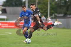 Bezirksliga - Saison 2025/26- TSV Gaimersheim - ASV Dachau - Domenic Raimann schwarz Gaimersheim - Mathias Cebulla  blau Dachau - Foto: Meyer Jürgen