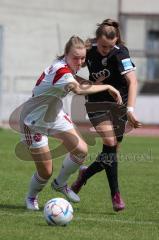 2. Fußball-Liga - Frauen - Saison 2022/2023 - FC Ingolstadt 04 - 1. FC Nürnberg - Villena Scheffler (Nr.28 - FCI Frauen) - Thöle Amelie weiss #12 Nürnberg - Foto: Meyer Jürgen