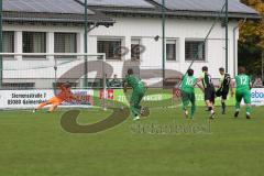 Bezirksliga - Saison 2025/26 - FC Gerolfing - SVA Palzing - Der 0:1 Treffer durch Fabian Radlmaier schwarz Palzing per Elfmeter - jubel -  - Torwart  Michael Oblinger (Nr.1 - FC Gerolfing) - Foto: Meyer Jürgen