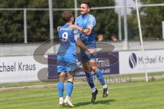Kreisliga - Saison 2024/25- TSV Ober./Unterh.stadt - SV Hundszell-  -  Der 0:1 Führungstreffer durch Mathias Weinzierl blau Hundszell - jubel - Foto: Meyer Jürgen
