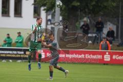 Landesliga - Saison 2025/26 - SV Manching - TSV Jetzendorf - Maximilian Eberwein (Nr.4 - SV Manching) - Stefan Stöckl grau Jetzendorf - Foto: Meyer Jürgen
