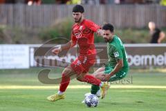 Freundschaftsspiel - Saison 2023/2024 - SV Manching - FC Ingolstadt 04 - Aristotelis Dimitriadis (Nr.2 - FCI U21) - Abou-Khalil Abdel (Nr.20 - SV Manching) -  - Foto: Meyer Jürgen