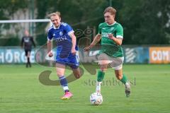 Kreisliga - Saison 2023/2024 - FC Gerolfing - TSV Ober/Unterhaunstadt - Timo Kraus grün Gerolfing - Nick Wagner
 blau Oberhaunstadt - Foto: Meyer Jürgen