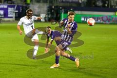 2. Fußball-Liga - Saison 2021/2022 - FC Erzgebirge Aue - Ingolstadt 04 - Michael Heinloth (#17 FCI) - Schreck Sam Francis lila #30 Aue - Foto: Meyer Jürgen