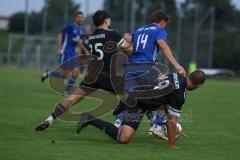 Bezirksliga - Saison 2025/26- TSV Gaimersheim - ASV Dachau - Hakan Düzgün (Nr.25 - TSV Gaimersheim) - Nicolae Nechita (Nr.19 - TSV Gaimersheim) - Sebastian Mack blau Dachau - Foto: Meyer Jürgen