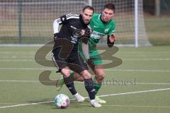 Freundschaftsspiel - Türk SV Ingolstadt - SV Manching - Saison 2023/23 - Ibrahim Sahin schwarz Türk SV - Simon Berger grün Manching - Foto: Meyer Jürgen