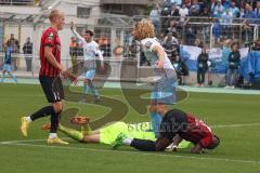 3.Liga - Saison 2022/2023 - TSV 1860 München - FC Ingolstadt 04 - Moussa Doumbouya (Nr.27 - FCI) - Torwart Marco Hiller (Nr.1 - 1860 München) - Foto: Meyer Jürgen