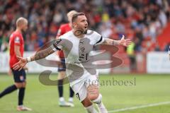 3. Liga; SpVgg Unterhaching - FC Ingolstadt 04; Kopfball Tor Jubel Treffer Pascal Testroet (37, FCI) 0:1,