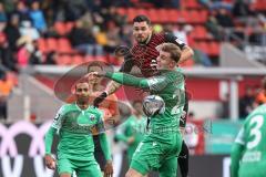 3. Liga; FC Ingolstadt 04 - 
SV Sandhausen; Zweikampf Kampf um den Ball Pascal Testroet (37, FCI) Ben Balla Yassin (26 SVS) Göttlicher Felix (21 SVS)