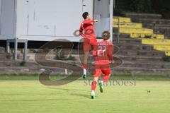 Bayernliga Süd - Saison 2022/2023 - FC Ingolstadt 04 -  VFB Hallbergmoos - Der 1:1 Ausgleichstreffer durch Udogu David (Nr.2 - Fc Ingolstadt 04 II) - Jubel - Juan Ignacio Cabrera rot FCI -  - Foto: Meyer Jürgen