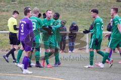 Testspiel - Fußball - SV Manching - VFR Neuburg/Donau  - Der 3:1 Führungstreffer durch Benedikt Vollnhals (#9 Manching)  - jubel - Rainer Meisinger (#19 Manching) - Foto: Jürgen Meyer