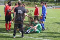 Relegation zur Bezirksliga - TSV Gaimersheim - BC Attaching - Schlusspfiff - traurig - jubel - enttäuscht - Glerdis Ahmeti grün #23 sitzt rechts - daneben sitzend Marcel Fuhrmann Gaimersheim - Gaimersheim - Sebastian Hirschbeck Torwart Gaimersheim  - Foto