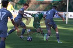 Totopokal- Saison 2023/2024 - SV Manching  - VFB Eichstätt - Sebastian Graßl (Nr.10 - SV Manching) - Zimmermann Johannis grau Eichstätt - Fazlji Senih links grau #16 Eichstätt - Foto: Meyer Jürgen
