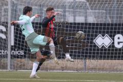 Bayernliga Nord - Saison 2024/25 - FC Ingolstadt 04 II - DJK Ammerthal - Din Alajbegovic (Nr.20 - FCI U21) - Vitus Zimmermann blau Ammerthal - Foto: Meyer Jürgen