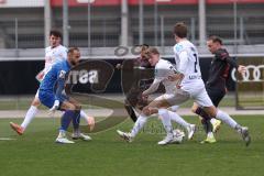 3. Liga - Testspiel - Saison 2025/26 - FC Ingolstadt 04 - SSV 1846 Ulm - Mattis Hoppe (Nr.2 - FCI) schiesst den 1:0 Führungstreffer - jubel - Torwart Christian  Ortag (Nr.39 - SSV Ulm) - Luis Görlich (Nr.2 - SSV Ulm)- Foto: Meyer Jürgen