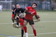 Bezirksliga - 2022/2023 - FC Fatih Ingolstadt - SpVgg Feldmoching - Quirin Nuber schwarz Fatih - Noah Maslaton
rot Feldmoching - Foto: Meyer Jürgen