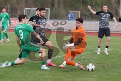 Bezirksliga - Saison 2024/25- FC Fatih - VFB Eichstätt II  - Samuel Schmid grün Eichstätt mit dem 0:1 Führungstreffer - jubel - Marco Miskovic schwarz Fatih - Ömer Illgen Torwart Fatih - Foto: Meyer Jürgen