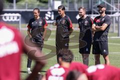 3. Liga; FC Ingolstadt 04 - Trainingsauftakt, erstes Training nach der Sommerpause; Cheftrainerin Sabrina Wittmann (FCI) Co-Trainer Ilia Gurev (FCI) Co-Trainer Fabian Reichler (FCI) NLZ Nico Antonitsch (FCI)