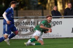 Kreisliga - Saison 2023/2024 - FC Gerolfing - TSV Ober/Unterhaunstadt - Timo Kraus grün Gerolfing - - David Polster blau Oberhaunstadt - Foto: Meyer Jürgen