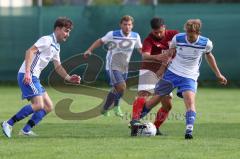 Kreisliga - Saison 2023/2024 - Türk SV Ingolstadt - TSV Mümchsmünster - Melih Soysal rot Türk SV #52 - Maximilian Anthofer weiss M-münster rechts - Baha Asici #42 rot Türk Sv - Foto: Meyer Jürgen
