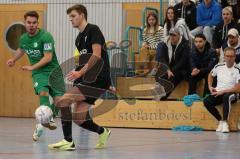 2024_1_6 - Saison 2023/24 - Lotto - Bayern Hallen Cup - Lindenkreuzhalle  - Vorrunde - SG Freising - SV Manching  - Fabio Udella grün Manching - Tom Huber schwarz Freising - Foto: Meyer Jürgen