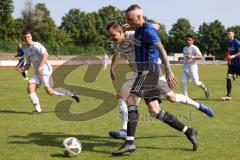 Kreisliga - Saison 2022/2023 - DJK Ingolstadt - SV Sandersdorf - Sandro Rott blau Sandersdorf - Florian Dormeier weiss DJK Ing - Foto: Meyer Jürgen