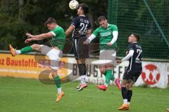 2023_10_21 - Kreisliga - Saison 2023/24 - FC Gerolfing - FC Fatih Ingolstadt - Marko Miskovic schwarz Fatih - Leo Zängler links grün Gerolfing - Flaur Bashota grün rechts Gerolfing - Foto: Meyer Jürgen