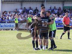 Relegation - Saison 2025/26 - SV Karlskron - FC Geisenfeld - Das Spiel ist aus - Geisenfeld steigt auf - jubel -  - Traurige Gesichter bei Karlskron - Foto: Meyer Jürgen