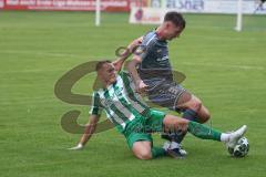 Landesliga - Saison 2025/26 - SV Manching - TSV Jetzendorf - Fabian  Neumayer (Nr.9 - SV Manching) - Dustin Kothmair grau Jetzendorf - Foto: Meyer Jürgen